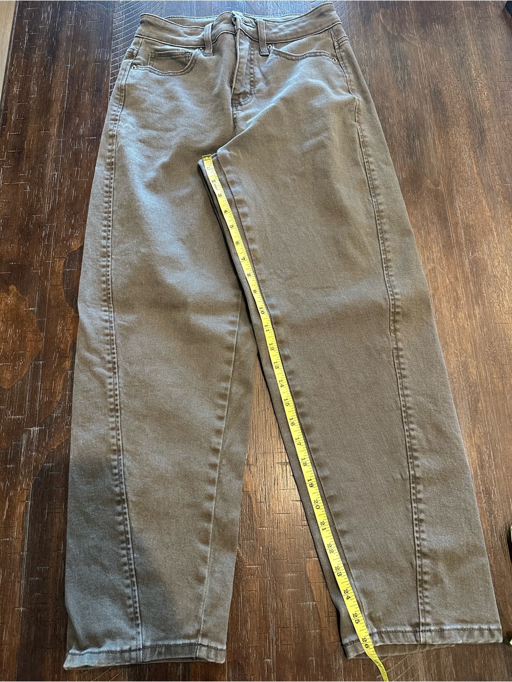 Barrel Leg Jeans - Olive Green
